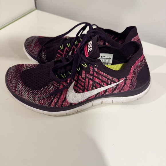 Nike Free 4.0 Flyknit Women's Size 8 Running Shoes Grand Purple Pink - Picture 2 of 9
